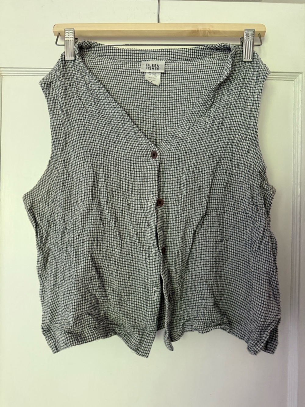 Eileen Fisher Black & White gingham Sleeveless Button-Front Top and pants set